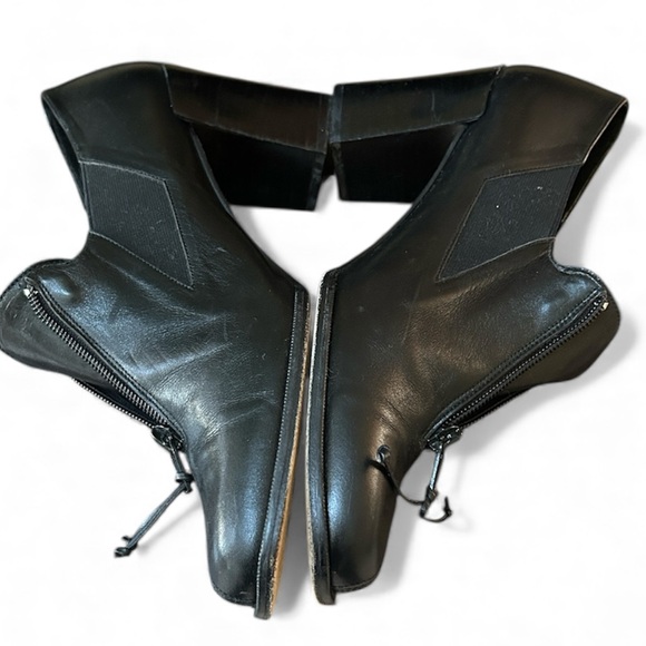 Donald J Pliner Black Leather Square Toe Zip Front Block Heal Couture Shoes 9N - Picture 5 of 16